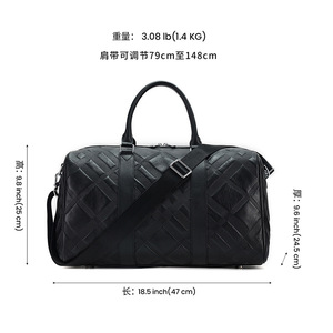 Joyir Sac de voyage en cuir véritable grande capacité avec fermeture éclair pour homme, idéal pour les voyages d'affaires et la gym - Product Image 5