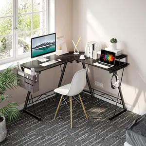 مكتب دراسة على شكل حرف L طاولة ألعاب زاوية للمكتب المنزلي للكمبيوتر طاولة ألعاب الكمبيوتر الشخصي