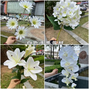 Wholesale High White Silk Artificial Flowers Single-stem Hydrangea Roses Peonies Pagoda-style Weaving for Wedding Home Decor - Product Image 2
