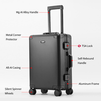 Valise de voyage tout aluminium, durable, résistante à l'eau, bagage cabine, serrure TSA, roues silencieuses, protection des coins, classique