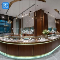 Vitrine à bijoux haut de gamme en bois laqué avec éclairage intégré pour boutique, centre commercial