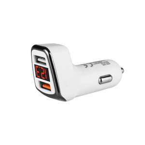 Chargeur de voiture à écran LCD 10.5W 5V 2.1A Kit de charge rapide 2-en-1 double USB avec câble micro USB, alimentation fiable dans la voiture pour téléphones - Product Image 3