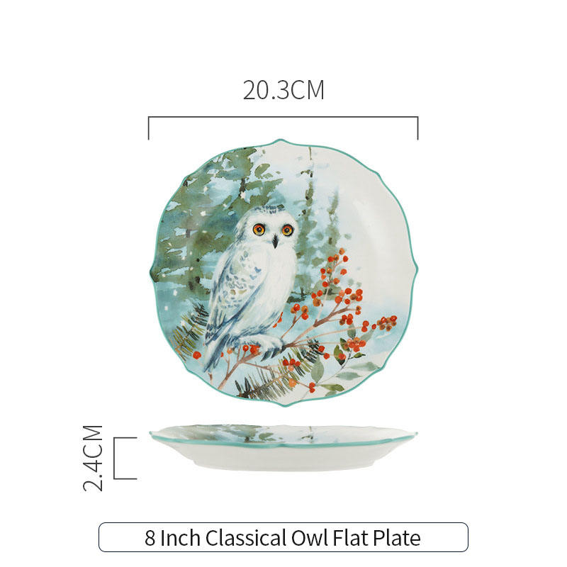 Plaque plate hibou classique de 8 pouces