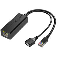 Divisor PoE Activo de 48V a 5V2A, USB Tipo A Hembra, 1000Mbps, IEEE802.3af, Monitor de Energía, Cámara IP, Raspberry Pi