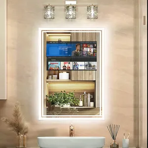 テレビ付きバスルームミラー用多機能AIスマートフィットネスミラースクリーン壁LEDバススマートミラー