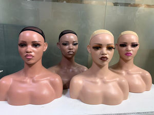 도매 디스플레이 마네킹 머리 어깨 바스트 여성 현실적인 어두운 가발 속눈썹 Dropshipping PP 소재 - Product Image 6