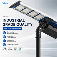 Lampu Jalan Tenaga Surya Anern 60W IP66 Tahan Air All in One LED untuk Penerangan Halaman, Jalan Perumahan, dan Jalur
