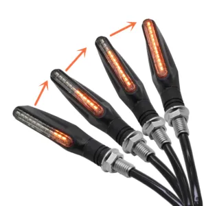 Luci LED DRL 12V con Indicatori di Direzione Sequenziali, <span class=keywords><strong>Lampada</strong></span> Indicatore per Moto con Luce Gialla per Parte Anteriore - Product Image 1
