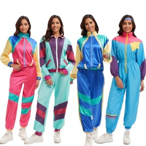 Conjunto Deportivo Retro para Mujer, Estilo Años 80, Pantalones Deportivos con Bloques de Color, Transpirables, Disfraz de Hip Hop para Fiestas - Product Image 1