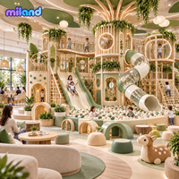 Aire de jeux commerciale souple sur le thème de la forêt avec maison dans les arbres pour magasins de détail, tunnel de ramassage, filet d'escalade renforcé, poutre d'équilibre sécurisée