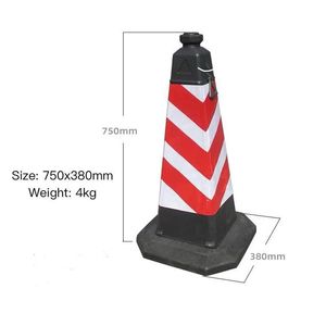 Cône de sécurité routière en caoutchouc de haute qualité Cône de route réfléchissant carré Cônes de circulation 750mm - Product Image 2