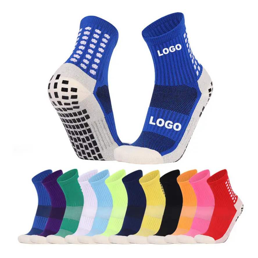 Wholesale custom performance sports non-slip athletic soccer grip socks anti-slip football socks for men