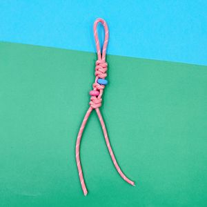 Liontin rantai kunci mobil kepribadian, warna-warni, poliester, anyaman tangan Lanyard, aksesori tas pesona - Product Image 6