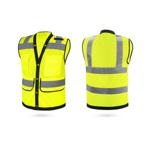 Gilet de sécurité haute visibilité personnalisable 2026, très demandé, avec grandes poches, style zippé à boutons dissimulés, veste de travail en polyester avec support pour logo personnalisé - Product Image 1