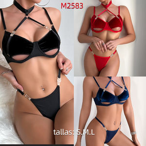 Set reggiseno aperto 2 pezzi Sexy da donna con collo prospettico comode cinghie regolabili Logo all'ingrosso esportabile - Product Image 5