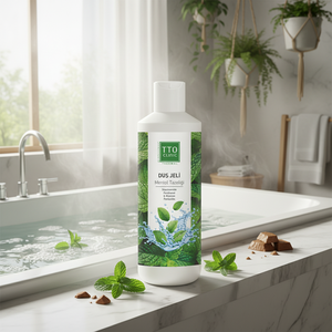 Gel Douche Fraîcheur Mentholée TTO Clinic 500ml Hydratant Nourrissant Rafraîchissant au Beurre de Cacao, Vitamine E, Niacinamide et Panthénol - Product Image 3