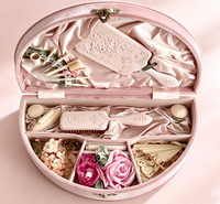 Boîte de rangement de luxe en cuir vert pour perruques et maquillage, avec broderie demi-lune, pour accessoires de coiffure et peignes d'enfant