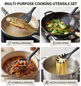Ensemble d'ustensiles de cuisine en silicone de qualité supérieure, résistant aux hautes températures, avec spatule, cuillère à soupe et outils de cuisson - Product Image 4