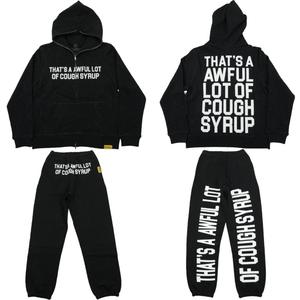 Felpa con Cappuccio in Cotone 100% di Alta Qualità con Strass, <span class=keywords><strong>Abbigliamento</strong></span> <span class=keywords><strong>Streetwear</strong></span> Pesante da Uomo, Felpa 'THAT'S a AWFUL LOT of COUGH SYRUP' per Uomo - Product Image 1