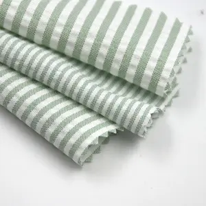 Modern Design yarn dyed woven seersucker 65 polyester 35 cotton TC twill stripe cotton fabric for shirt