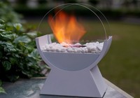 Cheminée d'intérieur portable en bioéthanol en forme d'arc, résistante aux hautes températures, pour table, noire