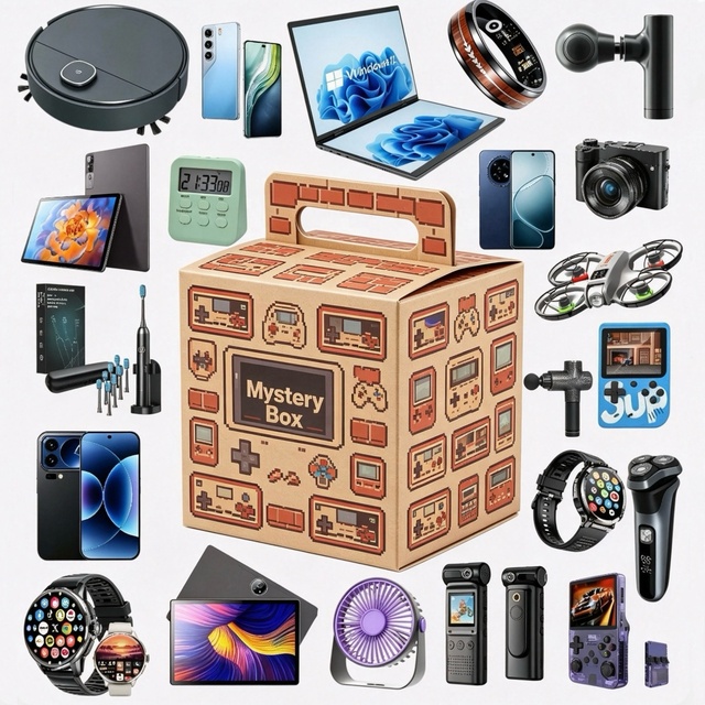 2-Piece Surprise Mystery Box Phone Tablet Smart Watch Earbuds Drone Lucky Electronics Gadgets Random Tech Wholesale Gift