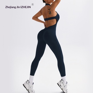 爆発的なセクシーさを演出するヨーロピアン・アメリカンスタイルのヨガ・フィットネスジャンプスーツ。スパゲッティストラップ、ノースリーブ、ピーチヒップパンツ。素材：スパンデックス/ポリエステル。 - Product Image 4