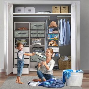 Hot Selling Home Storage Durable Strong Hanging Organizer Storage Closet With Drawers Customized Layers Hooks for Living Room - Product Image 6