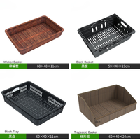 Présentoir Modulaire Double Face avec Base en Métal, Étagères Réglables Effet Bois pour Supermarché