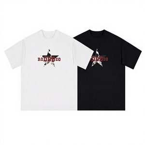 T-shirt ample à manches courtes et col rond en coton pour femmes, style japonais, imprimé étoiles et lettres - Product Image 6