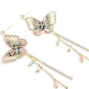 Papillon longue frange fée boucles d'oreilles en 2020 nouvelle mode boucles d'oreilles rétro style - Product Image 4