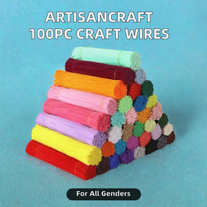 100 قطعة من أسلاك الشنيل المنفوشة بالجملة، منظفات غليون بألوان الباستيل، سيقان شنيل بلون الماكرون لباقات الزهور، وألعاب تعليمية أخرى - Product Image 2