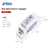 Alimentation à découpage industrielle ZTAO sur rail DIN, sortie unique, 24VDC 0.63A 15W, efficacité 80%, garantie 3 ans, faible consommation