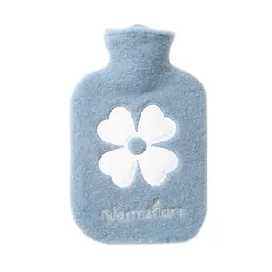 1000ml cute flower pattern Hot Water Bag Plush Pocket Portable Winter Reusable Hand Warmer Injection Bottle