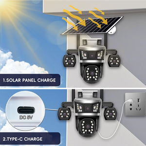V380pro WiFi Four Lens PTZ 4G <b>Sim</b> <b>Card</b> <b>Camera</b> Outdoor 16MP UHD Four Screen IP Security Solar Surveillance Wireless CCTV Cameras - Product Image 4