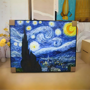 Reproducción de Pintura al Óleo 'Café Terrace Night' de Vincent <span class=keywords><strong>Van</strong></span> <span class=keywords><strong>Gogh</strong></span>, Hecha a Mano, Lienzo con Marco de Madera, Diseño Art Deco, Personalizable, para Colgar - Product Image 2