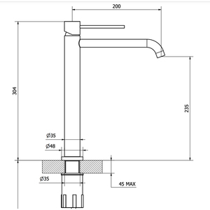 Mezclador de lavabo alto JABIL 25 con producto de herramienta de torneado de drenaje Click Clack - Product Image 3