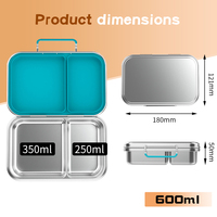 Boîte à lunch mignonne en acier inoxydable 304, anti-fuite, sans BPA, chauffable, pour nouveau-nés et enfants, avec 2 compartiments