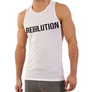 Men's Comfortable Puff Printed Spandex/Cotton Sports Vest Quick-Drying Solid Color Casual Fitness Breathable Tank Tops - Product Image 4