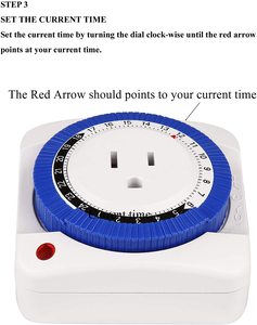 Temporizador de toma de corriente mecánica para interiores, 24 horas, enchufe eléctrico - Product Image 3