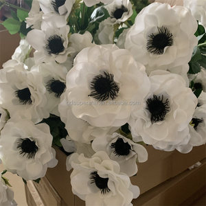 Anémona de seda de alta calidad, flores artificiales de 3 cabezas, flores artificiales de anémona para boda, flores artificiales blancas, venta al por mayor - Product Image 6