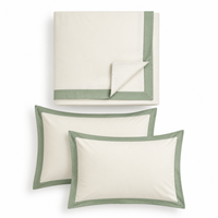 Ensemble de housse de couette en percale 100% coton personnalisé, 3 pièces, ensemble de literie ivoire avec bordure contrastée et taies d'oreiller à rabat