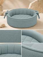 Lit pour animaux de compagnie haut de gamme, confortable et moderne, avec housse amovible, décor nœud papillon, rebord robuste, nid toutes saisons pour chats et petits chiens, chambre et salon