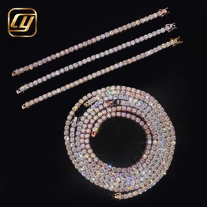 สร้อยคอเทนนิสเงินแท้ S925 ประดับเพชรโมอิสซาไนต์ D VVS1 เพชรเลี้ยงในห้องปฏิบัติการ สำหรับผู้ชาย ผู้หญิง เครื่องประดับฮิปฮอป - Product Image 1