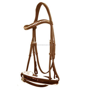 Brida de caballo de calidad superior acolchada suave con banda para cejas de cristal y banda para la nariz patentada Producto de cuero de alta durabilidad - Product Image 1