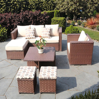 Luxuriöses 8-Blüten-Rattan-Sofa-Set, modernes Outdoor-Esszimmer-Set mit Aluminiumrahmen und schmutzabweisenden Sofas für Hotel & Villa