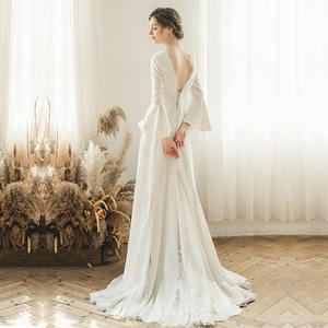 موضة جديدة فستان دانتيل متواضع فستان زفاف صيفي بفستان طويل للنساء - Product Image 1