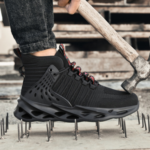 Zapatos de seguridad informales negros ligeros para hombre, suela de goma antiperforación con punta de acero, protección superior para exteriores, deportes de verano - Product Image 5