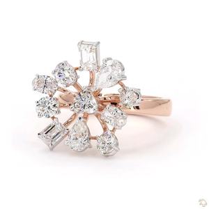 Elegante Anillo de Oro con Diamantes para Mujer, Estilo Lujoso, Regalo de Compromiso o Boda, Joyería Fina, Brillo Clásico - Product Image 5