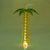 Gobelets à Daiquiri LED Écologiques Unisexe Personnalisables avec Motif Cocotier et Couvercle et Paille